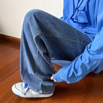 Blue Jeans Men Ankle length Jeans Male Straight Denim Pants Men New Streetwear Baggy Jeans Ins Washed Denim Pants Black Clothes